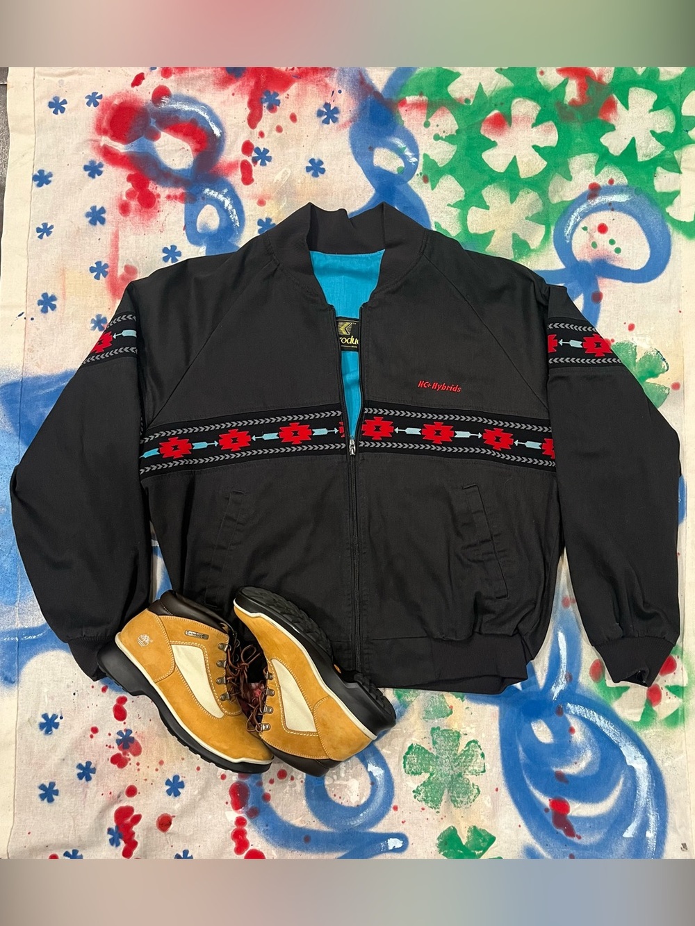Black Men's Bomber Jacket with Red Accent